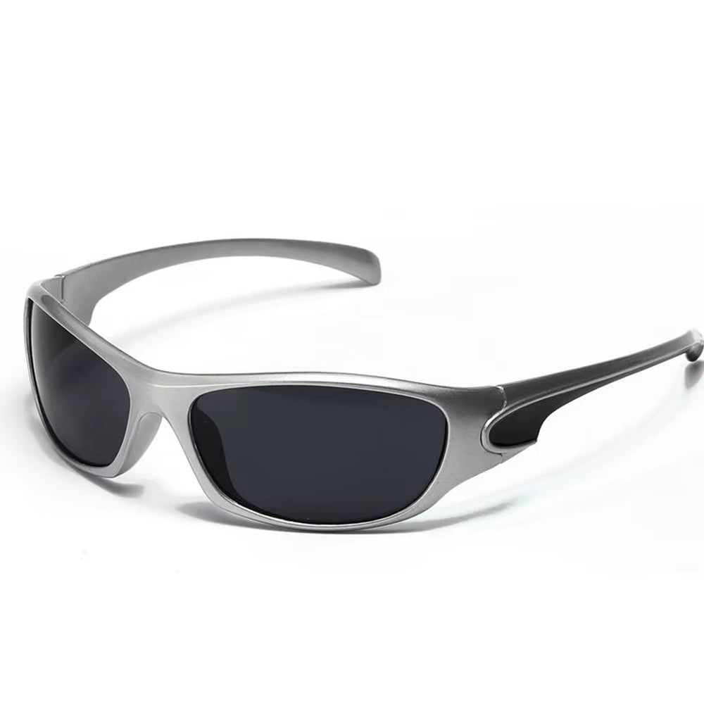 Men'S Silver Y2K Sunglasses Outdoor Cycling Sports Sun Glasses Women Vintage Shades Trendy Punk Goggle Eyewear 2000S Aesthetic